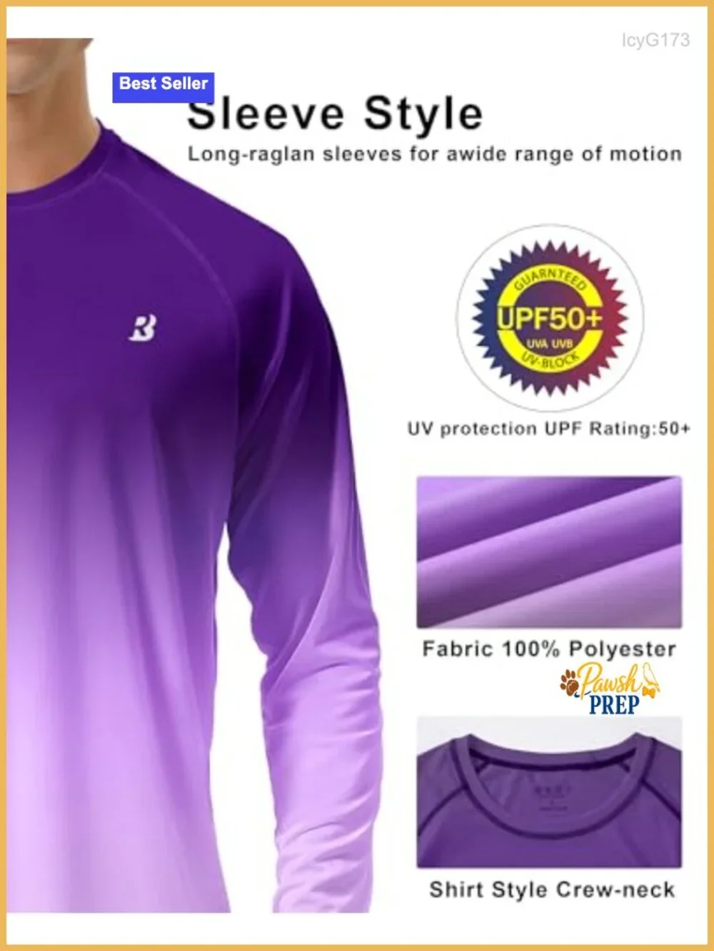 Men's UPF 50+ Sun Protection Long Sleeve Rash Guard Shirt
